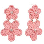Flower Raffia Wrap Drop Earrings
