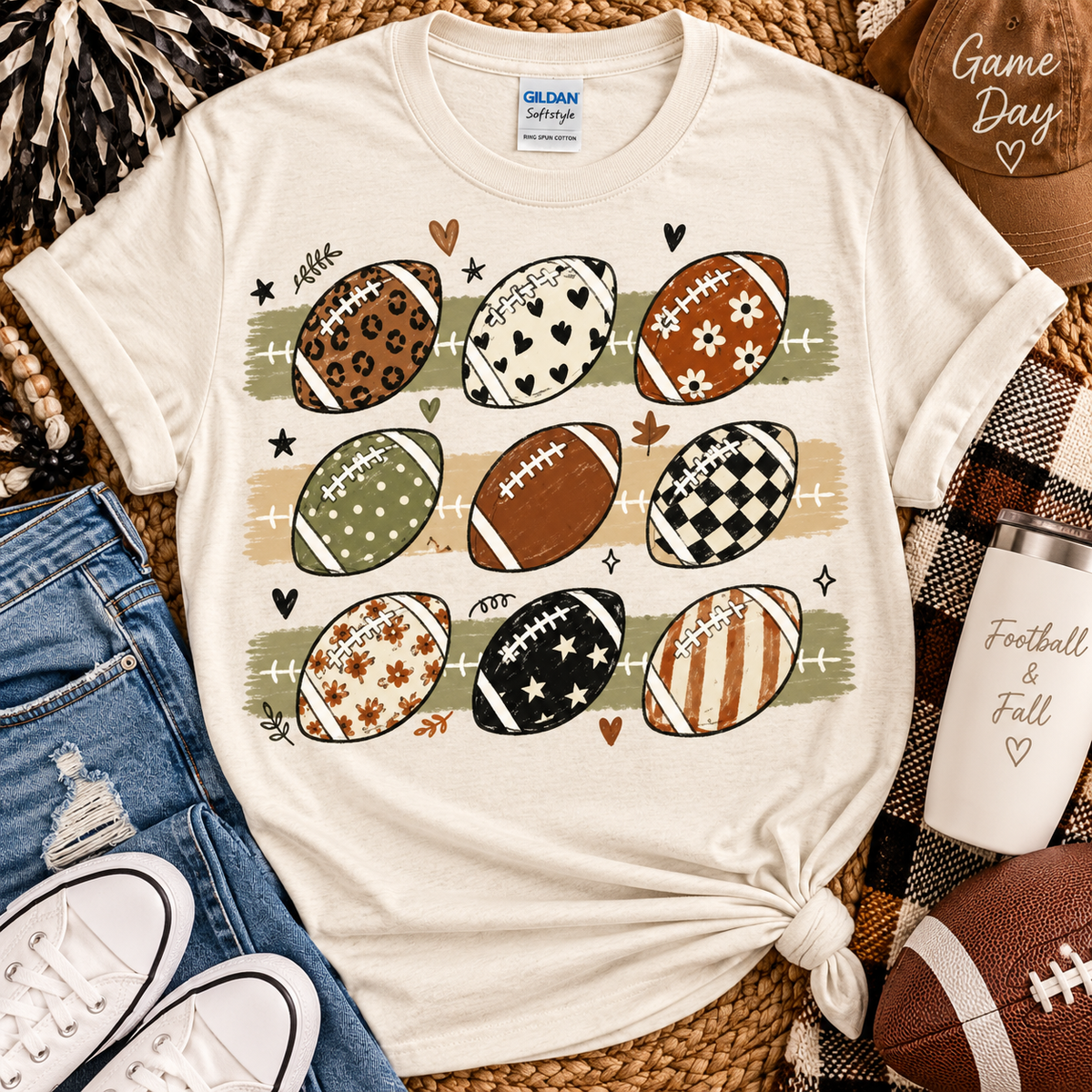 Football Patterns Graphic Tee