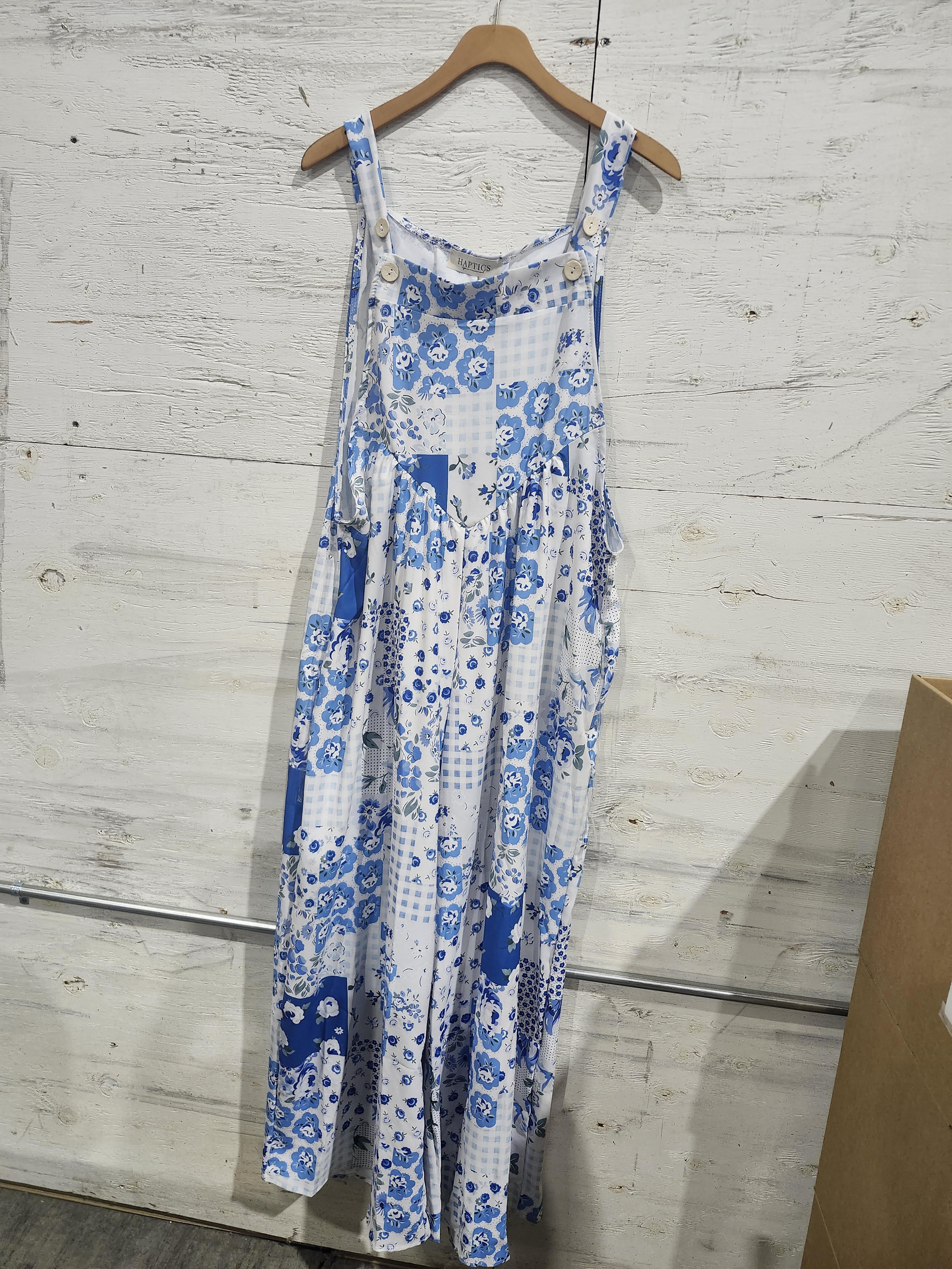 Floral Patchwork Wide Leg Bib Overalls